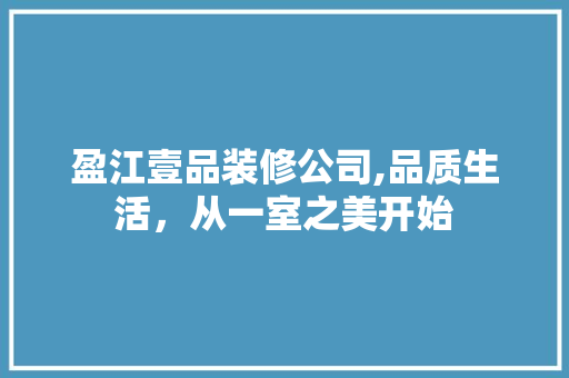 盈江壹品装修公司,品质生活，从一室之美开始