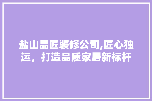 盐山品匠装修公司,匠心独运，打造品质家居新标杆