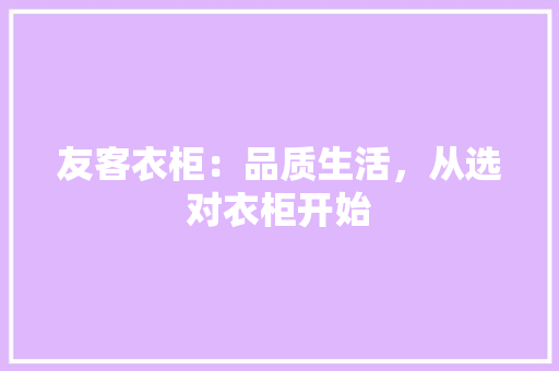 友客衣柜：品质生活，从选对衣柜开始