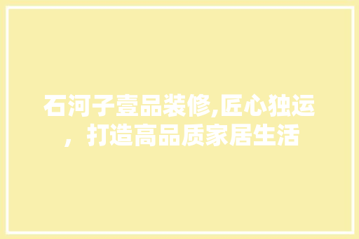 石河子壹品装修,匠心独运，打造高品质家居生活 现代风格装饰