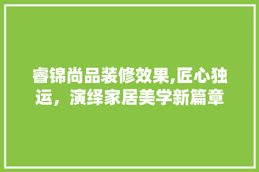 睿锦尚品装修效果,匠心独运，演绎家居美学新篇章 家居装修