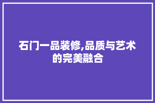 石门一品装修,品质与艺术的完美融合 室内设计