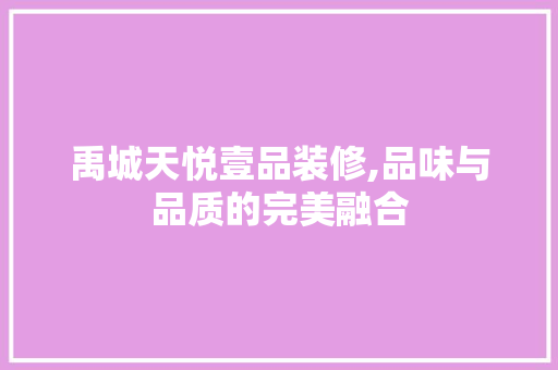 禹城天悦壹品装修,品味与品质的完美融合