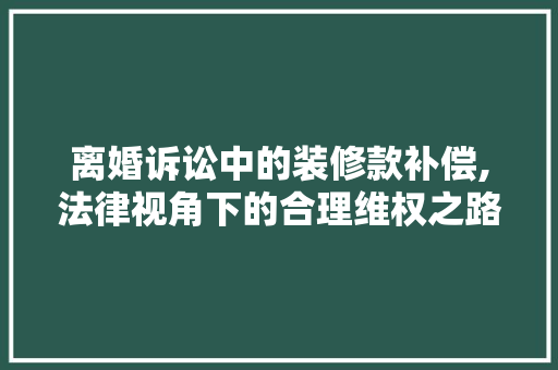 离婚诉讼中的装修款补偿,法律视角下的合理维权之路 中式风格装饰