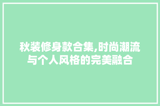 秋装修身款合集,时尚潮流与个人风格的完美融合 室内设计