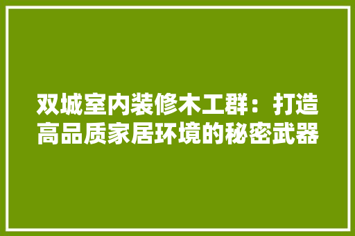 双城室内装修木工群：打造高品质家居环境的秘密武器 卧室装修