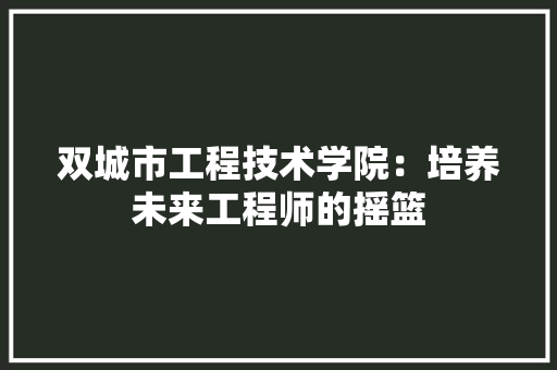 双城市工程技术学院：培养未来工程师的摇篮 卧室装修