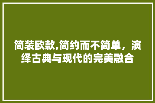 简装欧款,简约而不简单，演绎古典与现代的完美融合
