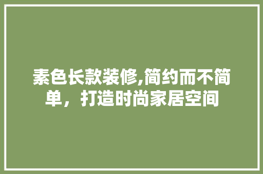 素色长款装修,简约而不简单，打造时尚家居空间 木雕艺术