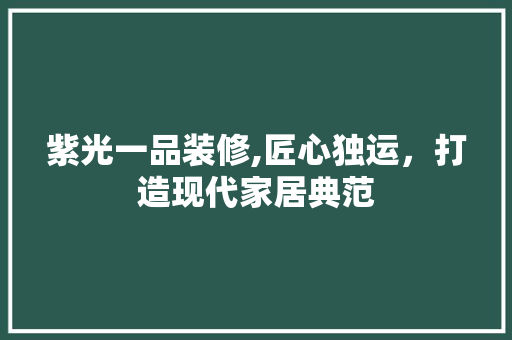 紫光一品装修,匠心独运，打造现代家居典范