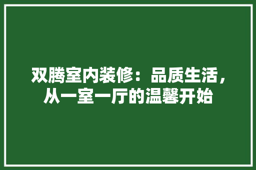 双腾室内装修：品质生活，从一室一厅的温馨开始 卧室装修