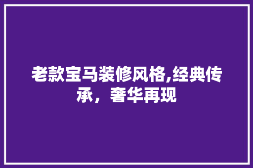 老款宝马装修风格,经典传承，奢华再现