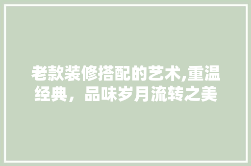 老款装修搭配的艺术,重温经典，品味岁月流转之美 软装设计