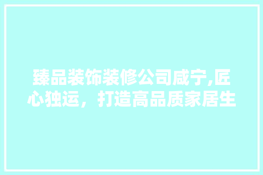 臻品装饰装修公司咸宁,匠心独运，打造高品质家居生活