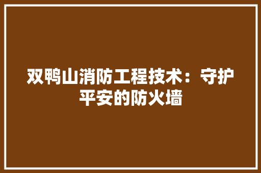 双鸭山消防工程技术：守护平安的防火墙 卧室装修