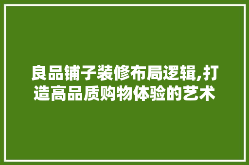 良品铺子装修布局逻辑,打造高品质购物体验的艺术