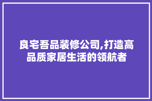良宅吾品装修公司,打造高品质家居生活的领航者 室内设计