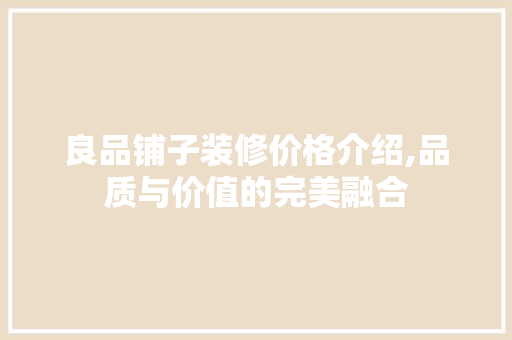 良品铺子装修价格介绍,品质与价值的完美融合