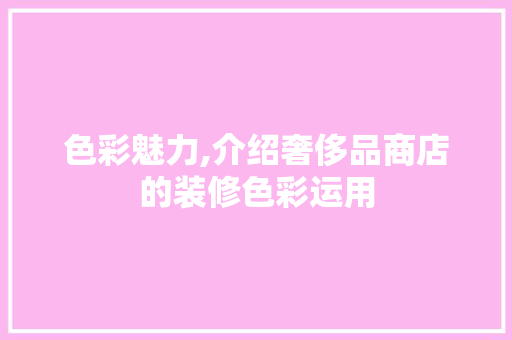 色彩魅力,介绍奢侈品商店的装修色彩运用