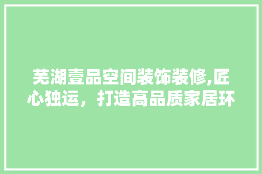 芜湖壹品空间装饰装修,匠心独运，打造高品质家居环境 中式风格装饰