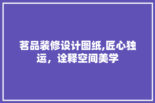 茗品装修设计图纸,匠心独运，诠释空间美学 现代风格装饰