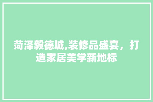 菏泽毅德城,装修品盛宴，打造家居美学新地标 中式风格装饰