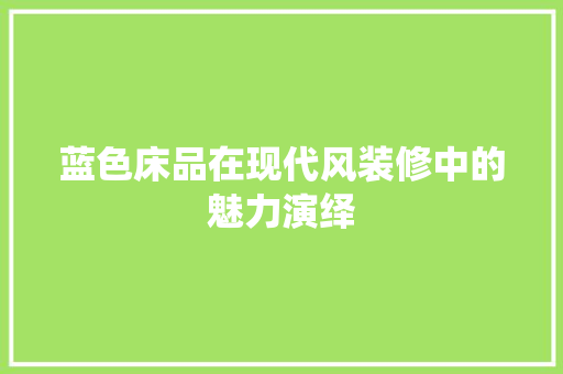 蓝色床品在现代风装修中的魅力演绎