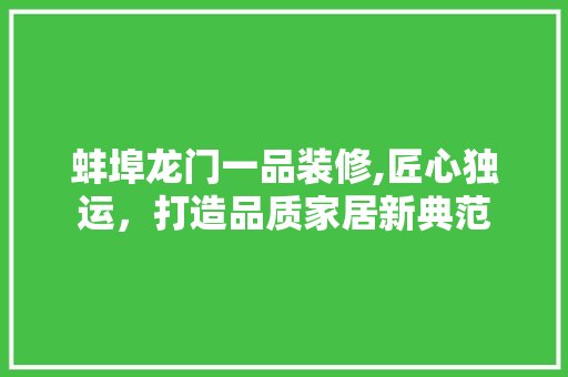 蚌埠龙门一品装修,匠心独运，打造品质家居新典范
