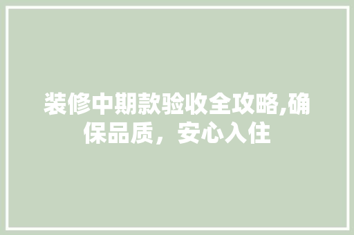装修中期款验收全攻略,确保品质，安心入住 客厅装修