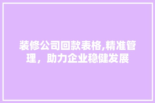 装修公司回款表格,精准管理，助力企业稳健发展