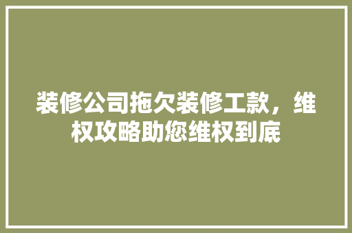 装修公司拖欠装修工款，维权攻略助您维权到底 室内设计