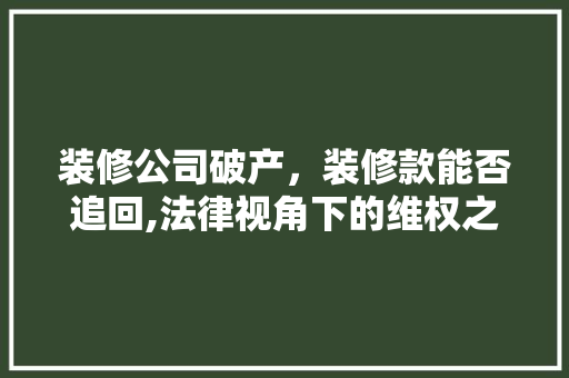 装修公司破产，装修款能否追回,法律视角下的维权之路 中式风格装饰
