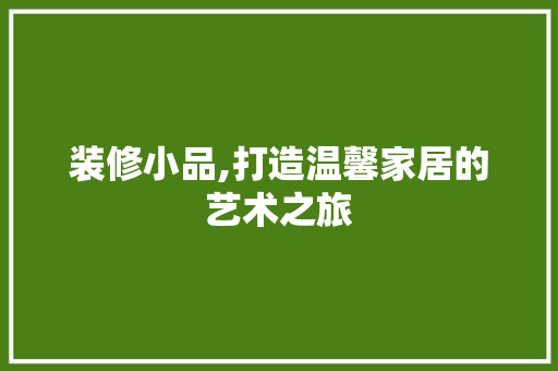 装修小品,打造温馨家居的艺术之旅 软装设计