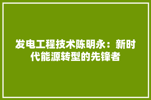 发电工程技术陈明永：新时代能源转型的先锋者 卧室装修