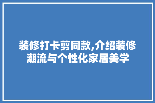 装修打卡剪同款,介绍装修潮流与个性化家居美学