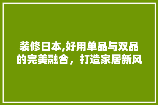 装修日本,好用单品与双品的完美融合，打造家居新风尚 软装设计