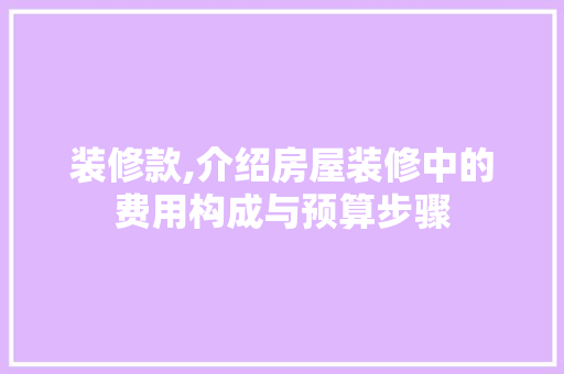 装修款,介绍房屋装修中的费用构成与预算步骤 室内设计
