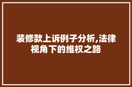 装修款上诉例子分析,法律视角下的维权之路 室内设计