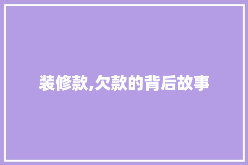 装修款,欠款的背后故事