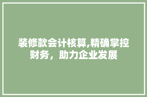 装修款会计核算,精确掌控财务，助力企业发展 客厅装修