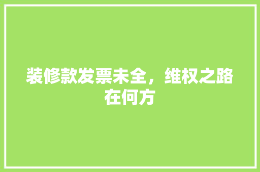 装修款发票未全，维权之路在何方 客厅装修