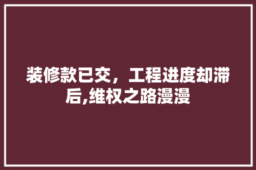装修款已交，工程进度却滞后,维权之路漫漫 卧室装修