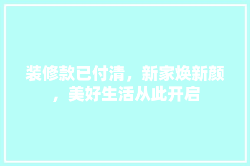 装修款已付清，新家焕新颜，美好生活从此开启 软装设计