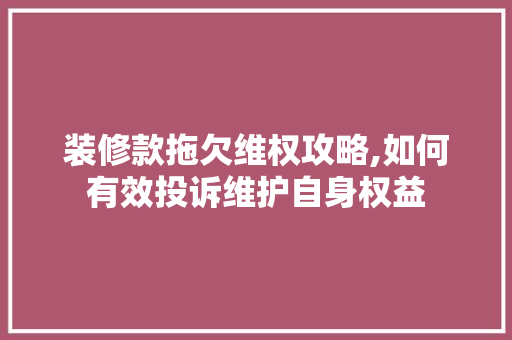装修款拖欠维权攻略,如何有效投诉维护自身权益 木雕艺术