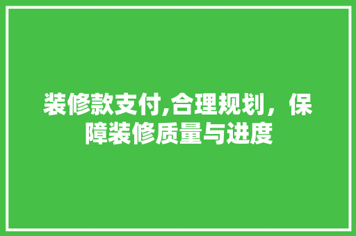 装修款支付,合理规划，保障装修质量与进度 木雕艺术