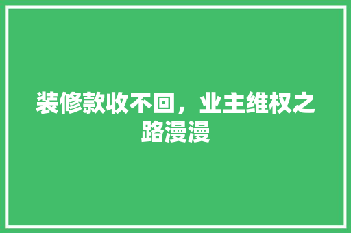 装修款收不回，业主维权之路漫漫 软装设计