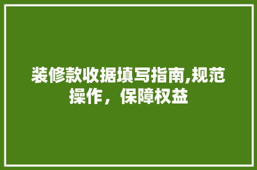 装修款收据填写指南,规范操作，保障权益 室内设计