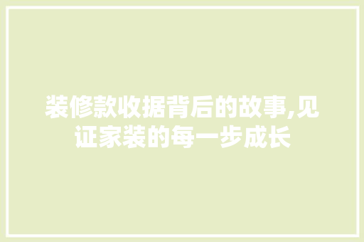 装修款收据背后的故事,见证家装的每一步成长 家居装修