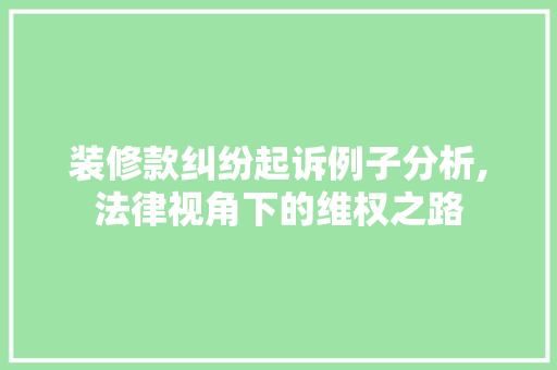 装修款纠纷起诉例子分析,法律视角下的维权之路 客厅装修