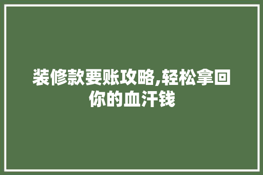 装修款要账攻略,轻松拿回你的血汗钱 现代风格装饰